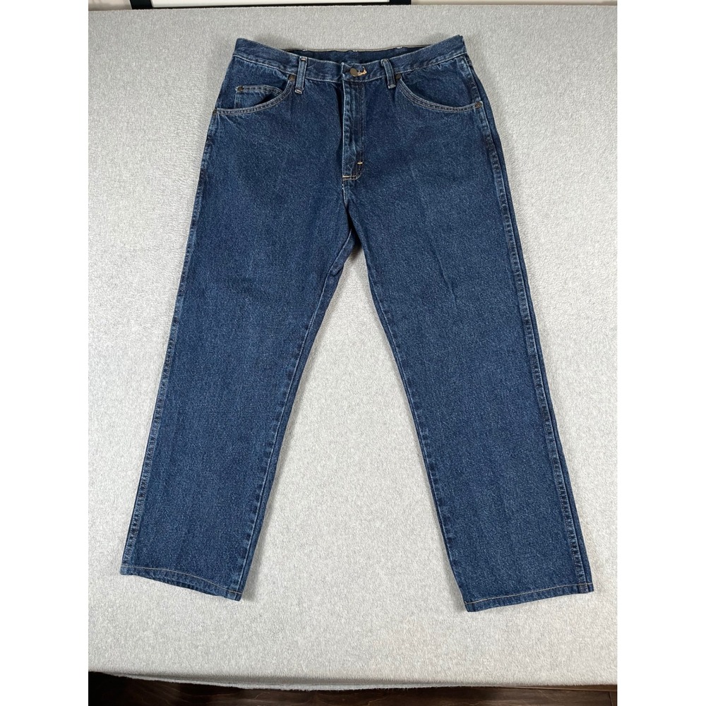 Wrangler Authentic Jeans Mens 34x28 Hemmed Regular Fit Straight Leg 96501MR